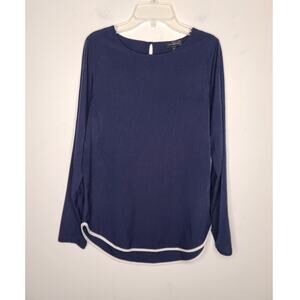 The Limited navy blue long sleeve blouse with white trim - XS